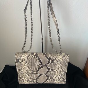Tory Burch Fleming Snakeskin Embossed Leather Small Convertible Shoulder Bag